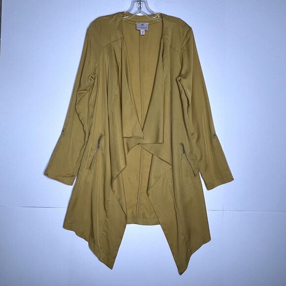Eliane Rose Open Front Draped 100% Tencel Jacket Yellow Womens Medium - Picture 2 of 10